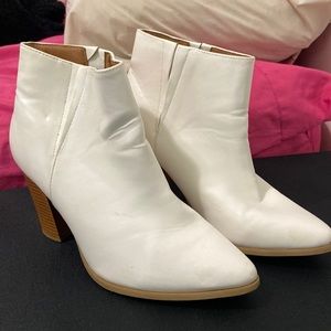 White block heel booties. Very comfortable size 8